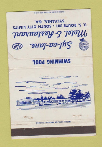 Matchbook Cover - Sylvalane Motel Restaurant Sylvania GA WEAR 40 Strike