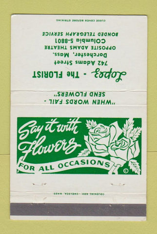 Matchbook Cover - Lopez Florist Flowers Dorchester MA 40 Strike