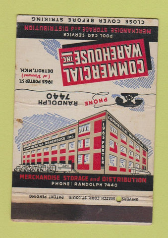 Matchbook Cover - Commercial Warehouse Detroit MI WEAR 40 Strike