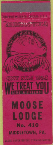 Matchbook Cover - Matchbook Cover Moose Lodge Middletown PA
