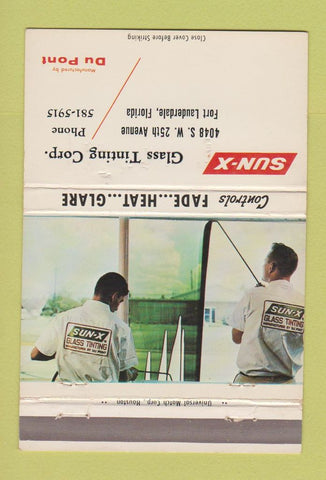 Matchbook Cover - Sun X Glass Tinting Fort Lauderdale FL WEAR 40 Strike