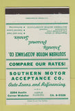 Matchbook Cover - Southern Motor Acceptance Auto Loans 40 Strike