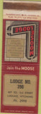 Matchbook Cover - Matchbook Cover Moose Lodge Laramie WY WORN