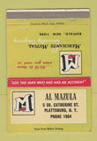 Matchbook Cover - Al Mazula Insurance Plattsburg NY 40 Strike