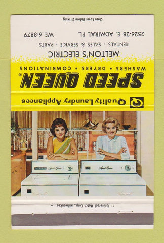 Matchbook Cover - Speed Queen Washer Dryer girlie Melton's 40 Strike