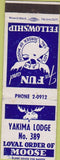 Matchbook Cover - Matchbook Cover Moose Lodge Yakima WA