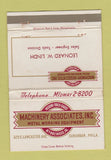 Matchbook Cover Machinery Metal Working Equipment Philadelphia PA WEAR 40 Strike