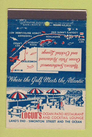 Matchbook Cover - Logun's Restaurant Key West FL 22 Strike Feature