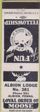 Matchbook Cover - Matchbook Cover Moose Lodge Albion PA