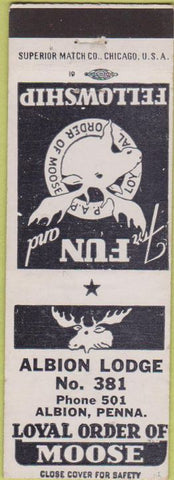 Matchbook Cover - Matchbook Cover Moose Lodge Albion PA