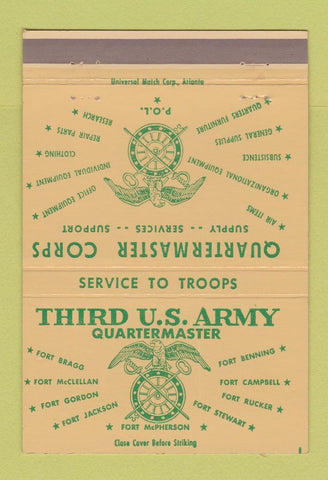 Matchbook Cover - Third US Army Quartermaster 40 Strike