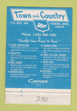 Matchbook Cover - Town and Country Mobile Homes Verona MS WEAR 40 Strike
