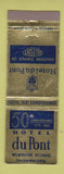 Matchbook Cover - Hotel DuPont Wilmington DE 1963