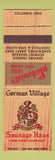 Matchbook Cover - Sausage Haus Restaurant German Columbus OH