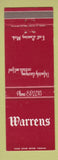 Matchbook Cover - Warrens Restaurant East Lansing MI