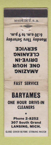 Matchbook Cover - Baryames Dry Cleaners Lansing MI WORN