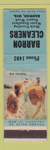 Matchbook Cover - Barron Cleaners Barron WI low phone #