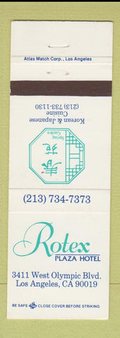 Matchbook Cover - Rotex Plaza Hotel Los Angeles CA Japanese Korean