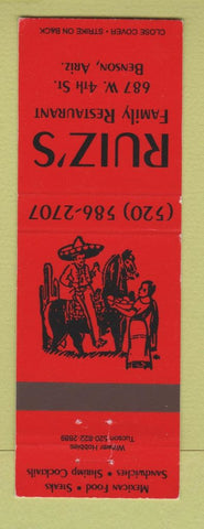 Matchbook Cover - Ruiz's Family Restaurant Benson AZ