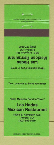 Matchbook Cover - Las Hadas Mexican Food Aurora Littleton Colorado