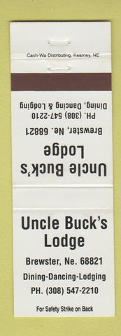 Matchbook Cover - Uncle Buck's Lodge Brewster NE