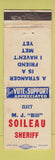 Matchbook Cover - MJ Bill Soileau Sheriff Monroe LA WEAR