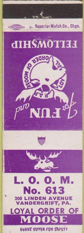 Matchbook Cover - Matchbook Cover Moose Lodge Vandergrift PA