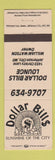 Matchbook Cover - Dollar Bills Jefferson City MO bar?
