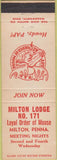 Matchbook Cover - Matchbook Cover Moose Lodge Milton PA
