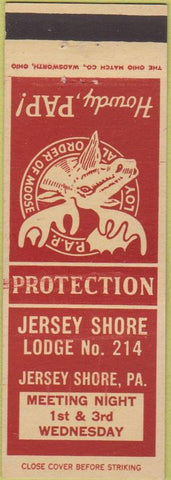 Matchbook Cover - Matchbook Cover Moose Lodge Jersey Shore PA