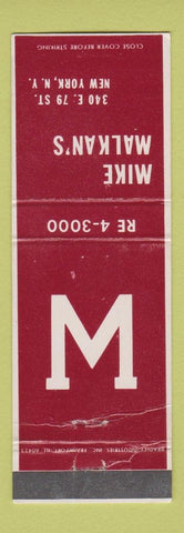 Matchbook Cover - Mike Malkan's New York City WEAR