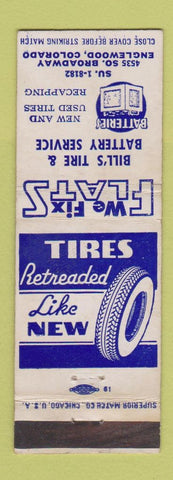 Matchbook Cover - Billy's Tire Battery Service Englewood Colorado WEAR
