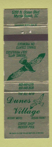 Matchbook Cover - Dunes Village Resort Motel Myrtle Beach SC