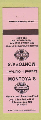 Matchbook Cover - Montoya's Patio Cafe Albuquerque NM