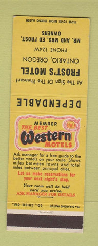 Matchbook Cover - Best Western Frost's Motel Ontario OR