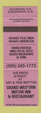 Matchbook Cover - Grand Western Motor Inn Restaurant Albuquerque NM