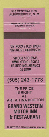Matchbook Cover - Grand Western Motor Inn Restaurant Albuquerque NM