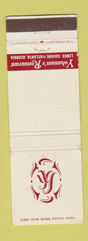 Matchbook Cover - Yohannan's Restaurant Atlanta GA WEAR