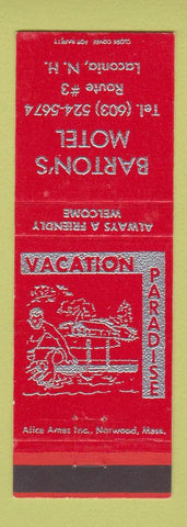 Matchbook Cover - Barton's Motel Laconia NH