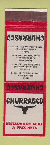 Matchbook Cover - Churassco Restaurant Paris France