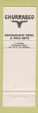 Matchbook Cover - Churassco Restaurant Paris France