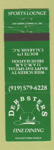 Matchbook Cover - Derbsters Restaurant Calabash NC