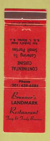 Matchbook Cover - Brunner's Landmark Restaurant Clinton NJ