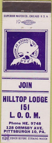 Matchbook Cover - Matchbook Cover Moose Lodge Pittsburgh PA