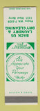 Matchbook Cover - Back Us Laundry Dry Cleaning SAMPLE