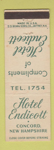 Matchbook Cover - Hotel Endicott Concord NH