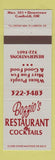 Matchbook Cover - Bozzio's Restaurant Garibaldi OR