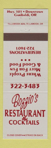 Matchbook Cover - Bozzio's Restaurant Garibaldi OR