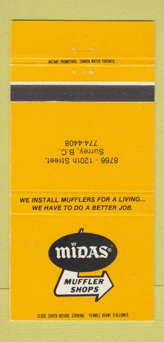 Matchbook Cover - Midas Muffler Shops Surrey BC 30 Strike
