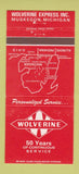 Matchbook Cover - Wolverine Trucking Muskegon MI 30 Strike